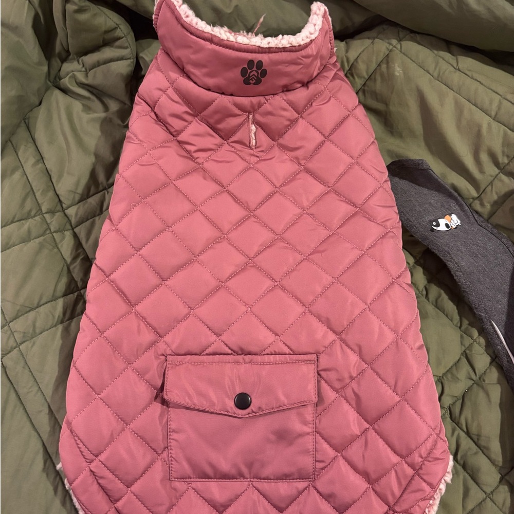 Worn once Quilted Pink Dog Jacket - size Medium